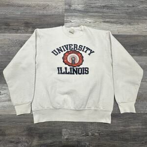 Vintage 80s University of Illinios Fruit Of The Loom Mens M‎ Crewneck Sweatshirt